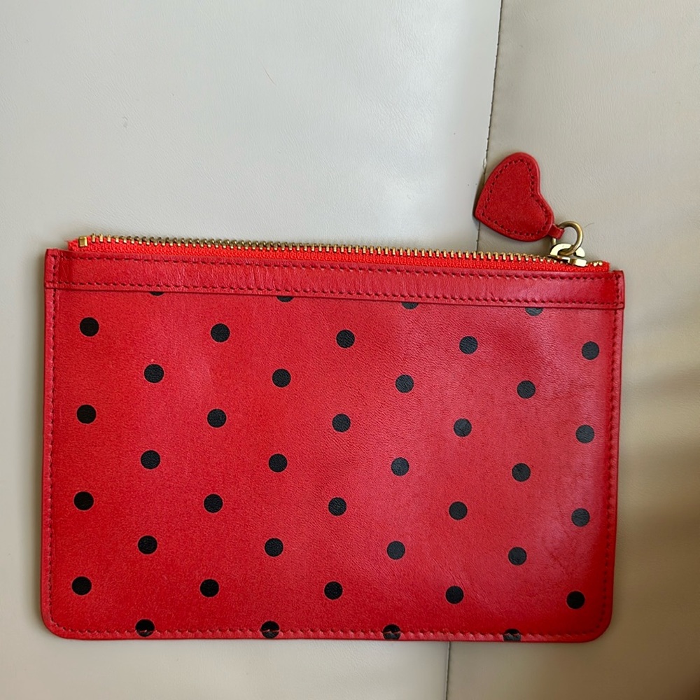 J crew red and black polka flat bag